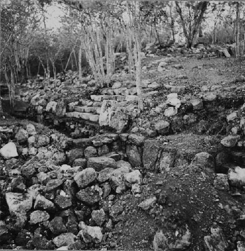 Gp. Z-50.  Stairway, sacbe and terracing at north side group