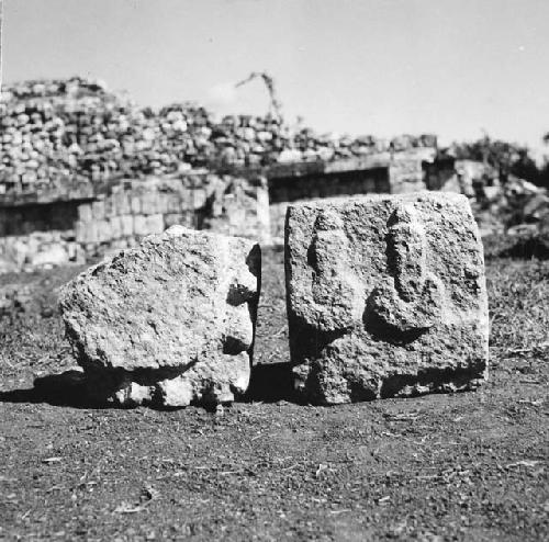 5C15. Sculptured stones found at position 19 on sketch map SW portion of plaza