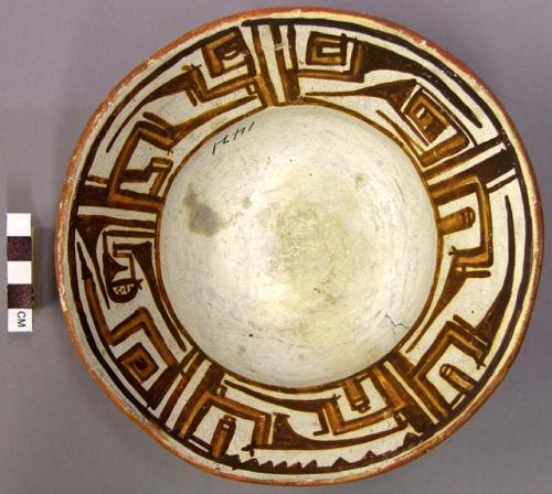 Bowl, polacca polychrome style c. int: linear design; ext: slipped, no design. 7