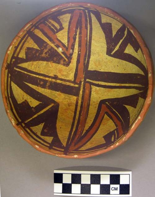 Bowl, polacca polychrome style c. int: linear design; ext: slipped, no design. 6