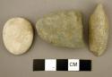 Stone, ground stone, fragments, worked, rounded edges