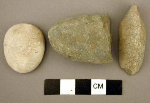 Stone, ground stone, fragments, worked, rounded edges