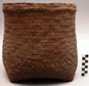 Basket, cylindrical, square base, painted brown