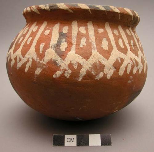 Pottery jar (banga) - white on red ware, for cooking fish