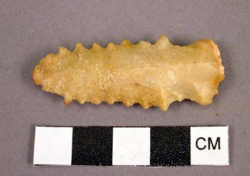 Long serrated flint point