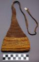 Woven purse, brown and yellow, 71.5 cm l., 11.5 cm w.