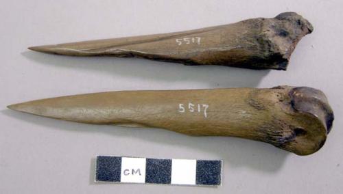 Bone awls. Large mammal, metapodial.