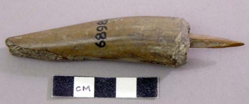 Bone awl, handle of antler