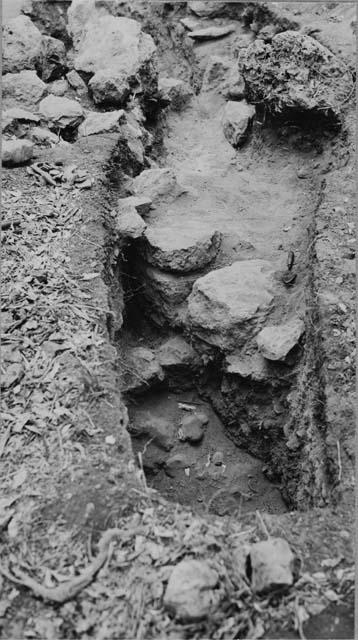 North wall of buried structure in trench north of Q-99