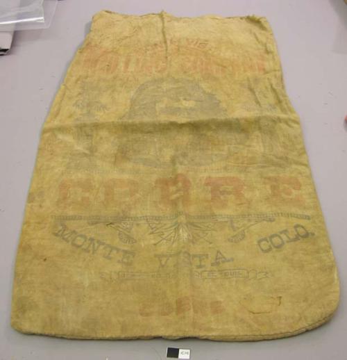 Fabric sack, European manufacture, screened with "Monte Vista Milling Company/ C