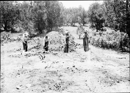 Digging in Refuse Mound; Pigg, Patterson, L. Lancaster, J. A. Lancaster