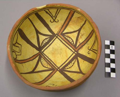 Bowl, polacca polychrome style c. int: linear design; ext: slipped, no design. 8