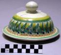 Glazed ceramic lid for jar 993-24-20/27573.1, leaf motif