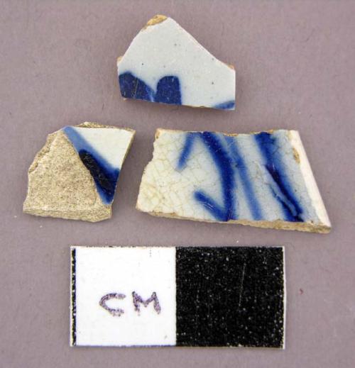 Ceramic, pearlware, sherds with blue designs