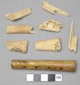 Pelican wing bone flute; fragments of bone flute