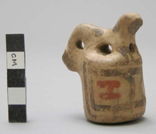 Pottery whistle, animal on top