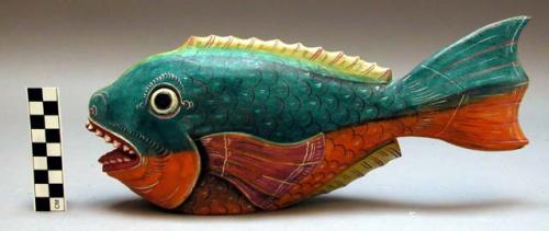 Carved fish, painted