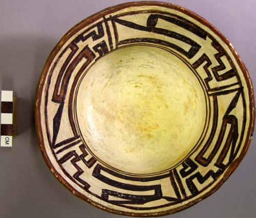 Bowl, polacca polychrome style c. int: linear design; ext: slipped, no design. 8