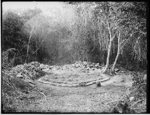 Stone circle. Mound Southwest of temple