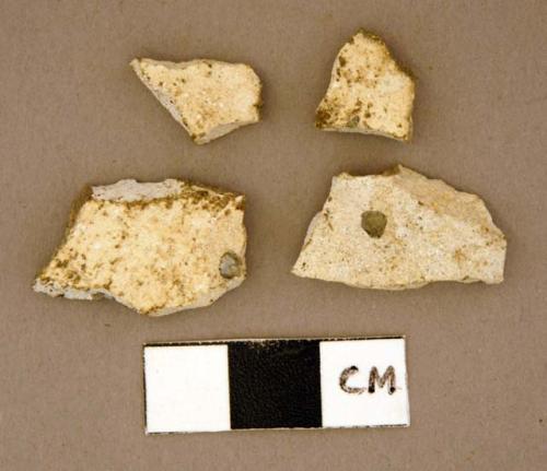 Architectural, ceramic, mortar fragments, white