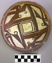 Bowl, polacca polychrome style c. int: linear design; ext: slipped, no design. 6