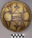 Bowl, polacca polychrome style c. int: zuni rain bird design; ext: linear design