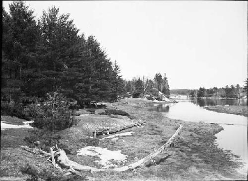 Looking NE or Up-River from Small Shell Mound S. of Island