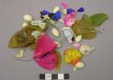 Pin, hair ornament fragments, silk flower petals, etc.
