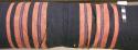 Man's blanket of cotton - navy, 5 bands of scarlet warp stripes