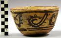 Bowl, polacca polychrome style c. int: splatter design; ext: zuni rain bird