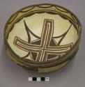 Bowl, polacca polychrome style c. int: linear design; ext: linear design. 8.6 x