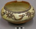 Bowl, polacca polychrome style c. int: slipped, no design; ext: animal & plant d