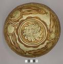 Bowl, polacca polychrome style c. int: zuni rain bird design; ext: slipped, no d