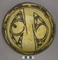 Bowl, polacca polychrome style c. int: zuni rain bird design; ext: slipped, no d