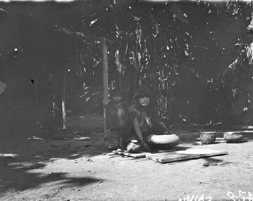 Woman making pottery