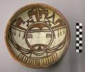 Bowl, polacca polychrome style c. int: kachina design; ext: slipped, no design.