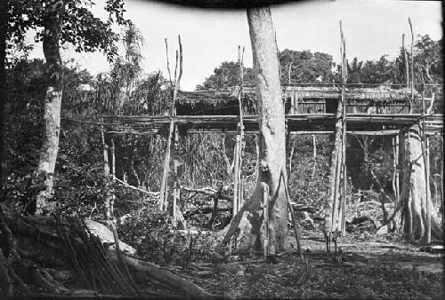 House on stilts after waters have receded