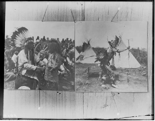 Copy of two small photos of Indians dancing