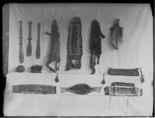 Headdress, pelts and other items