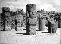 Sculptures from fill of Pyramid I.  Photos by B. Christensen 1943.