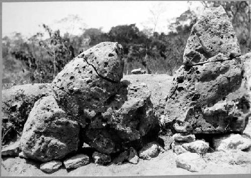 Mound 1 - stone fragments (stela?)