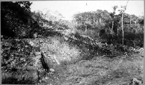 Mound 2 - Trench A, first sight of white wall