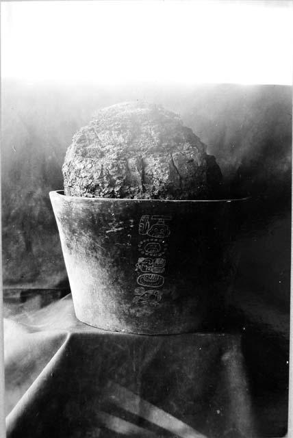 Pot: Cat. No. 3065 containing copal, Burial 22