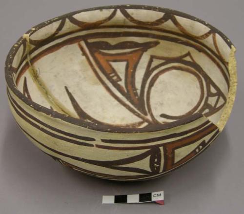 Early modern Hopi polychrome pottery bowl - part of