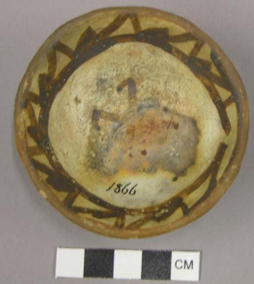 Bowl, polacca polychrome style c. int: linear design; ext: slipped, no design. 3
