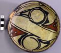 Bowl, polacca polychrome style c. int: zuni rain bird design; ext: linear design