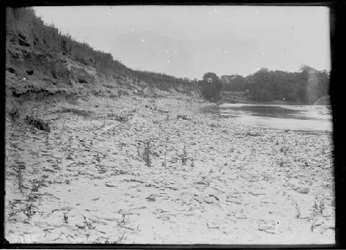 River bed showing cobble stones