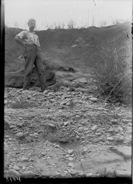 Cobble stones at foot of bank (Turner Group?)