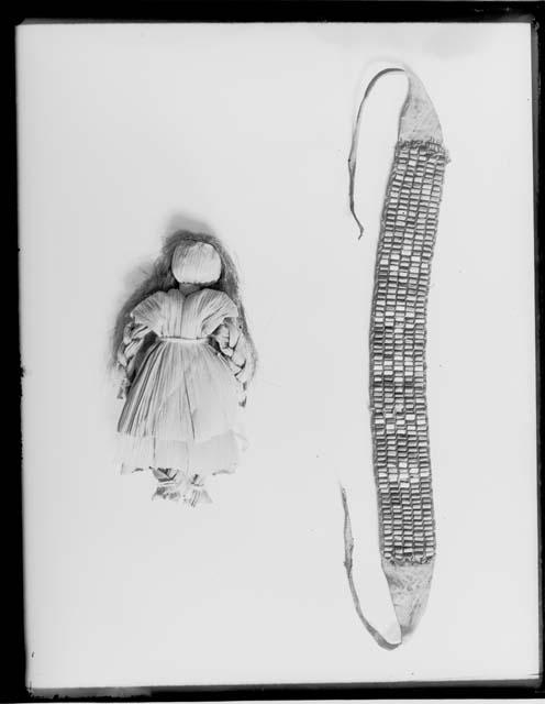 Eastern Woodlands wampum neckalce and cornhusk doll