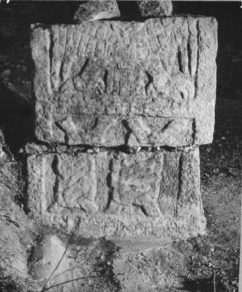 Temple of the Owls. East side of east column. Note floor. 62cm in width